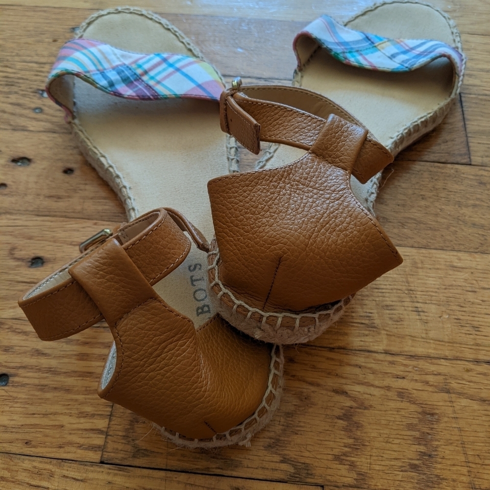 Talbot's Summer Plaid & Leather Espadrille Sandals - Picture 3 of 6